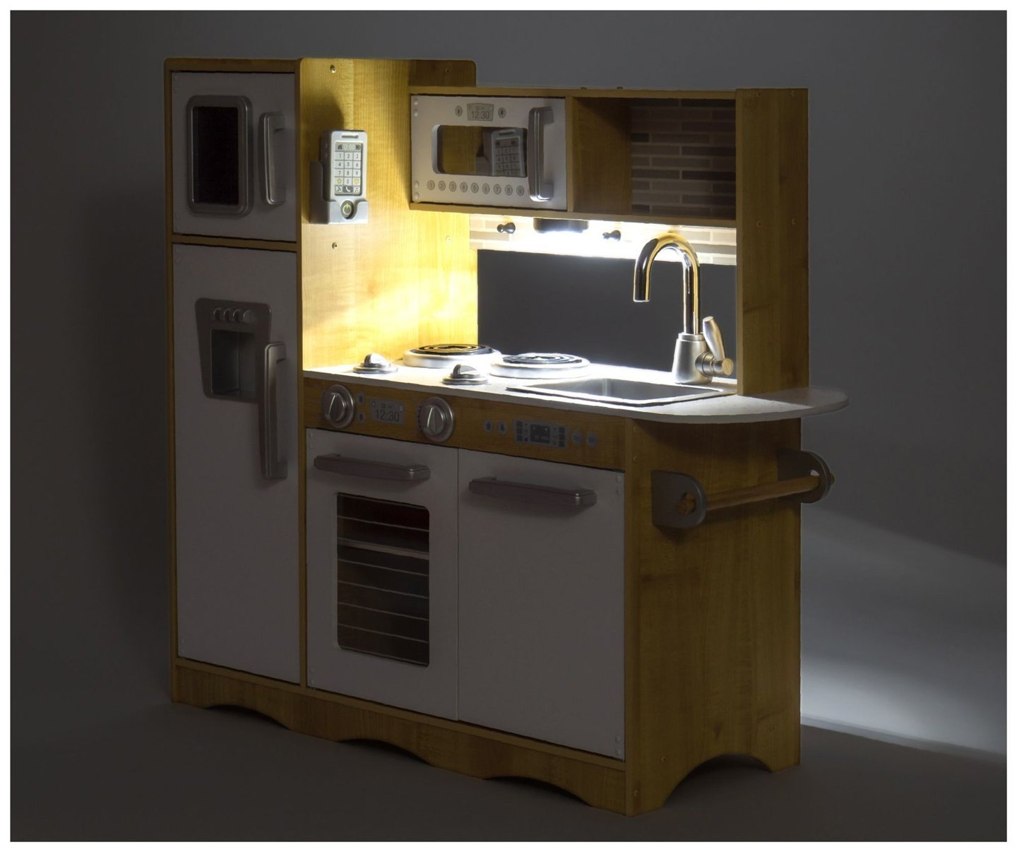 Kuchnia drewniana XXL z oświetleniem LED, fartuszkiem i akcesoriami