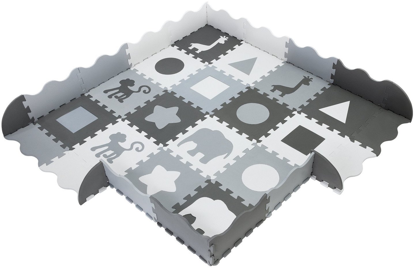 Mata piankowe puzzle XL 150 x 150 x 1cm z obrzeżem - pianka EVA - szara