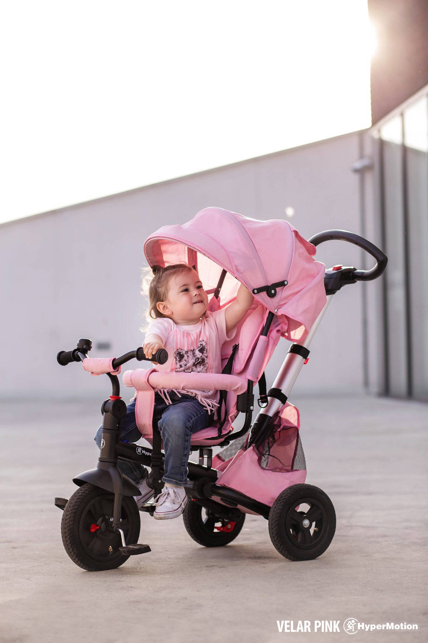 Rowerek trójkołowy Tobi Velar + folia przeciwdeszczowa - różowy